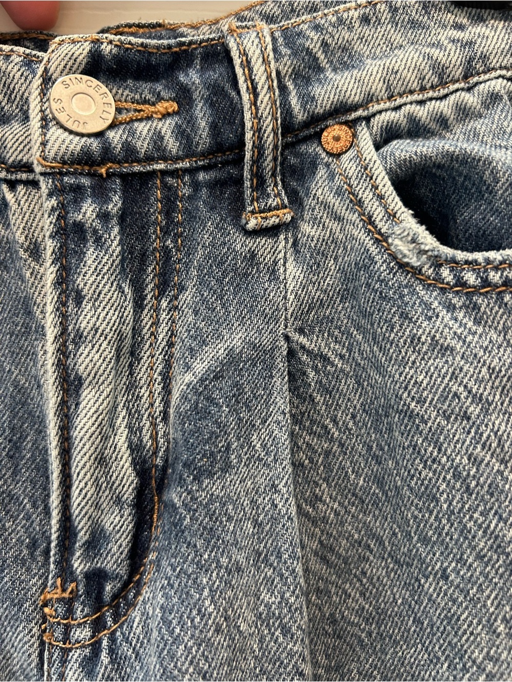 Sincerely Jules Wide Leg Jeans Size 27 Light Wash 100% Cotton High Rise - Picture 6 of 9